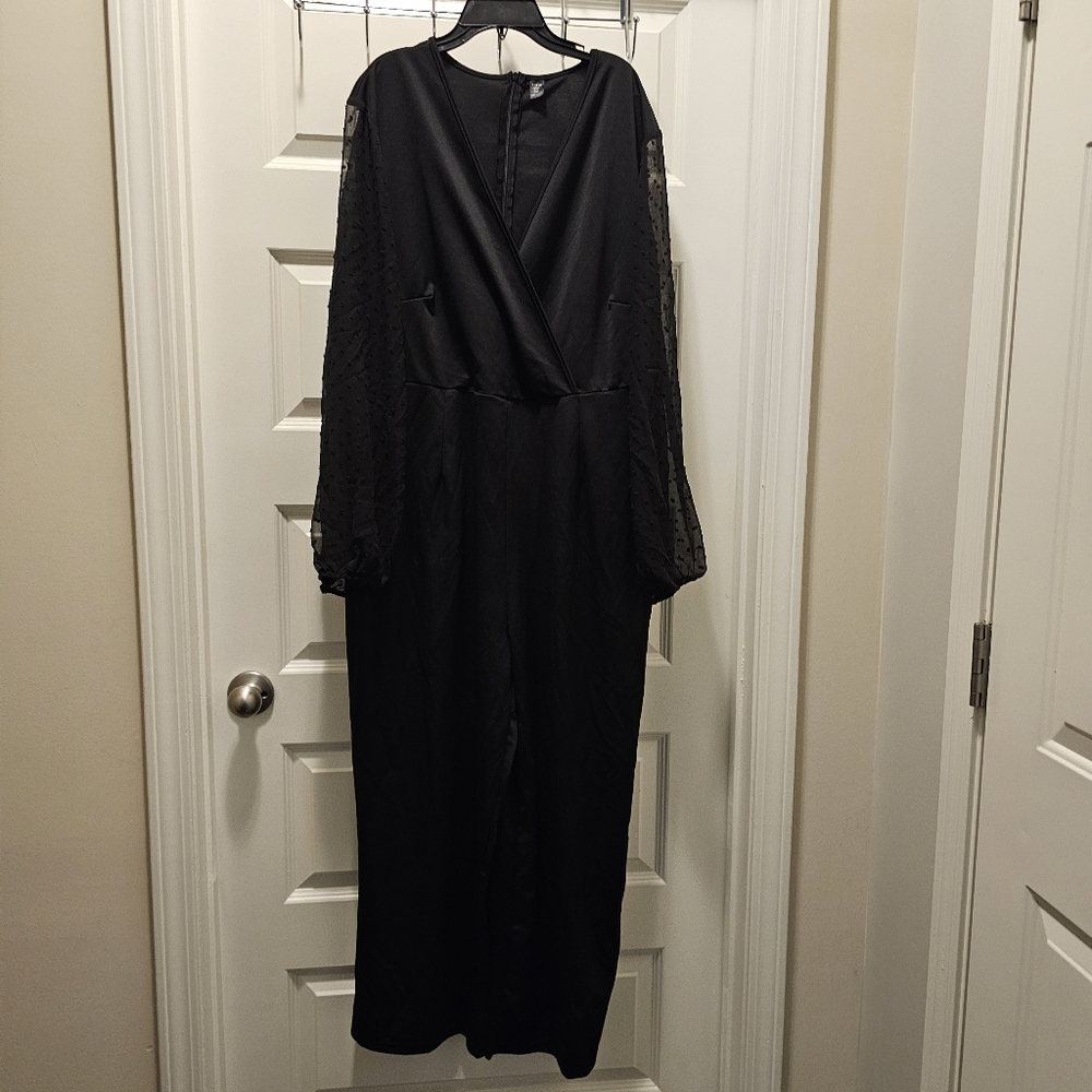 Gorgeous black jumpsuit with beautiful sheer sleeves
